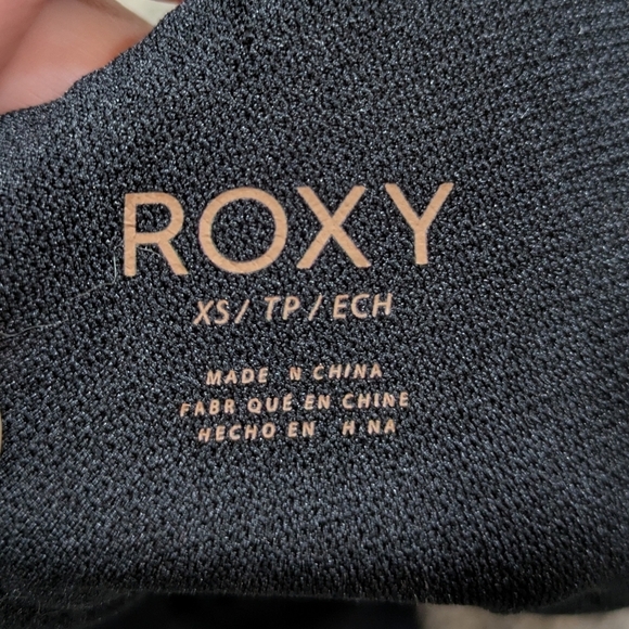 Roxy Black White Peach Floral Lace Up Low Back One Piece Swimsuit XS - Picture 8 of 10